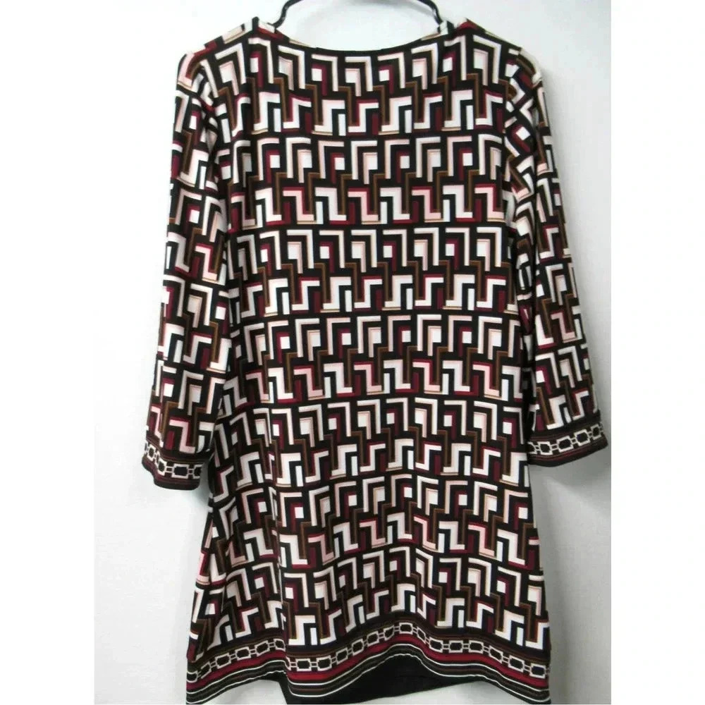 White House Black Market Red Tones Mini Moc Wrap Dress Sz Med Embroidered V Neck - Picture 2 of 11